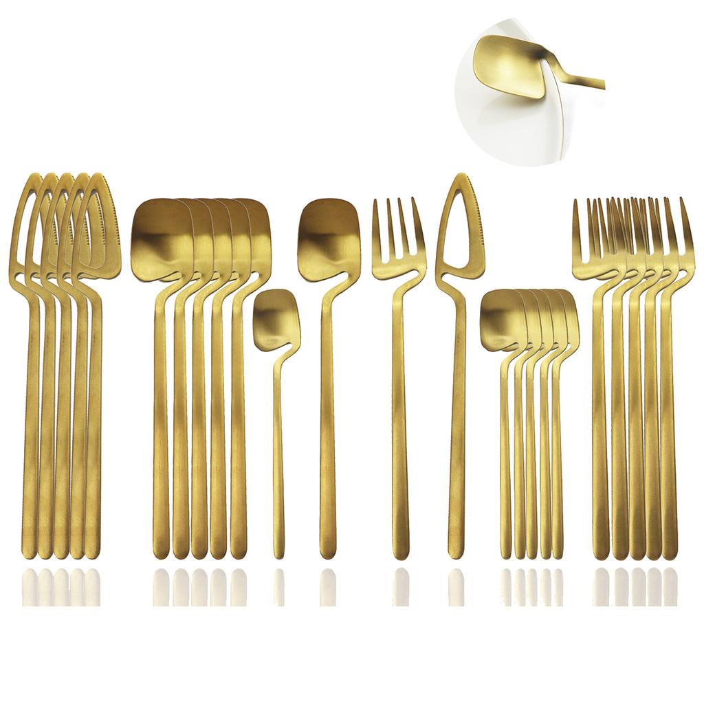 Silverware Set Satin Finish 24-Piece Stainless Steel Flatware Set Kitchen Utensil Set Service for 6 Dishwasher Safe