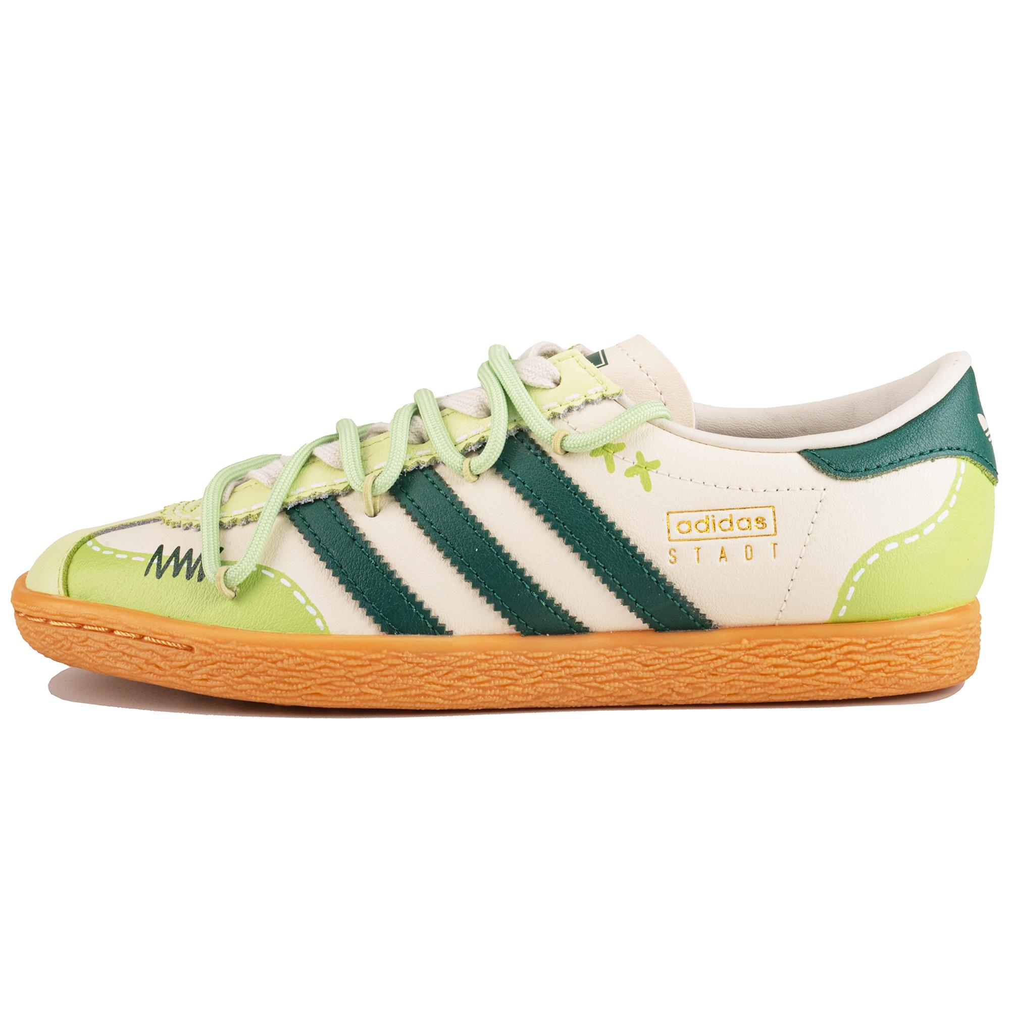 Adidas Originals Stadt Abrasion Resistant Low top Skateboard Shoes Unisex Beige Green JR8311(TeamF-) 37⅓