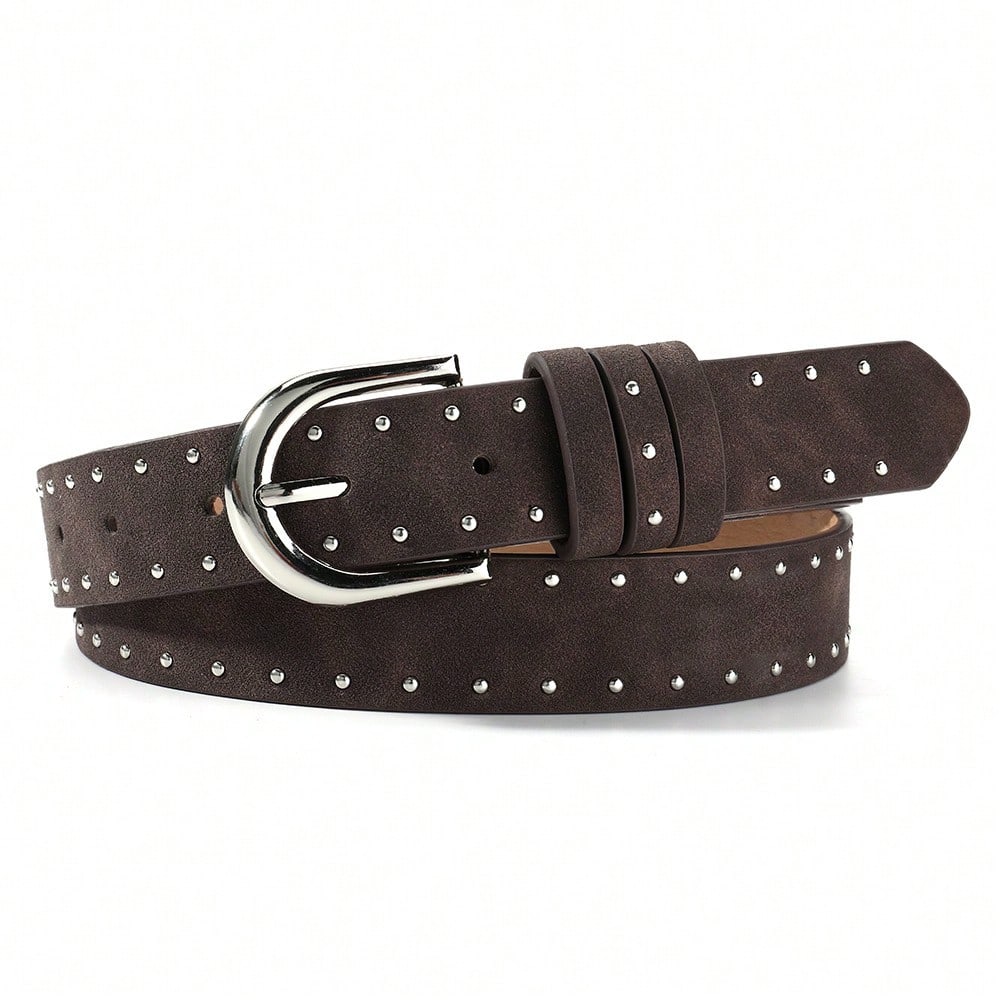 Velvet Rivet Belt, Spicy Girl Needle Buckle Women's Belt, Retro Personality Hip-Hop Jeans Belt