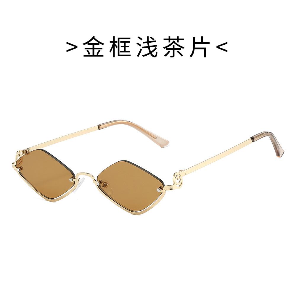 Stylish Metal Semi Frame Sunglasses for Women Men Diamond Shaped Half Cut Shades Beach Sun Protection
