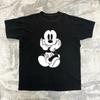 MINISO 2025 New Creative Black and White Mickey Print Women Men Couple Tshirt Casual Loose Y2K Round Neck Womens Top