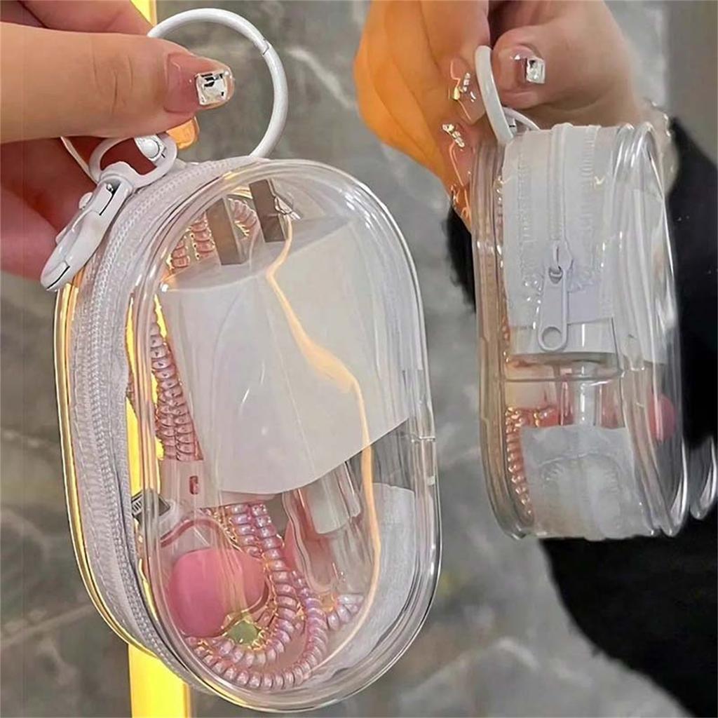Transparent Wired Charger For Storage And Portable Earphone Storage Box