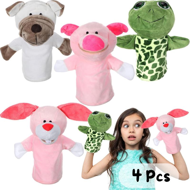 4-12Pcs Animal Hand Puppets Stuffed Plush Animals with Working Mouth for Party Favors Birthday Gifts Storytelling Theater 25cm