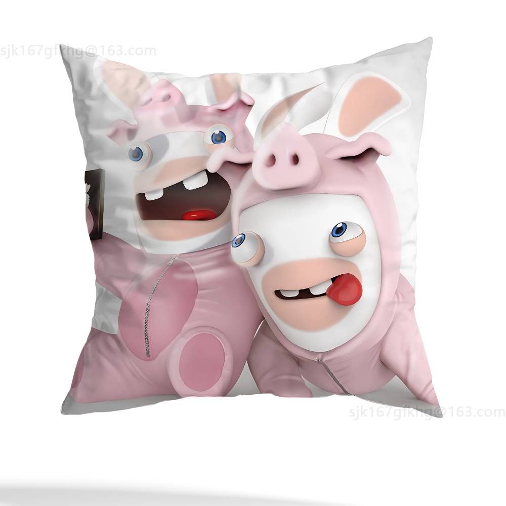 Anime R-Rabbids Invasion Pillowcase Casual Style Decoration, Suitable for Home Decoration (excluding Pillow Core)