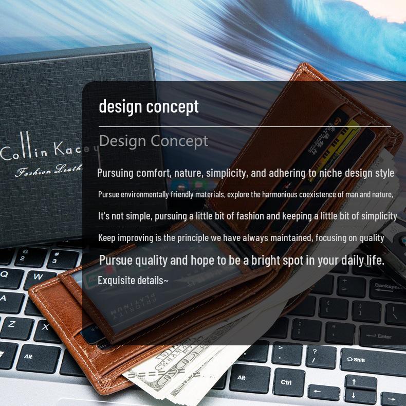 Men's Retro Genuine Leather Folding Wallet and Card Holder