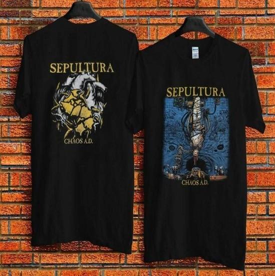 Винтажная футболка Sepultura Chaos Унисекс Черная Рубашка S-5XL Q8748 Унисекс Футболка M