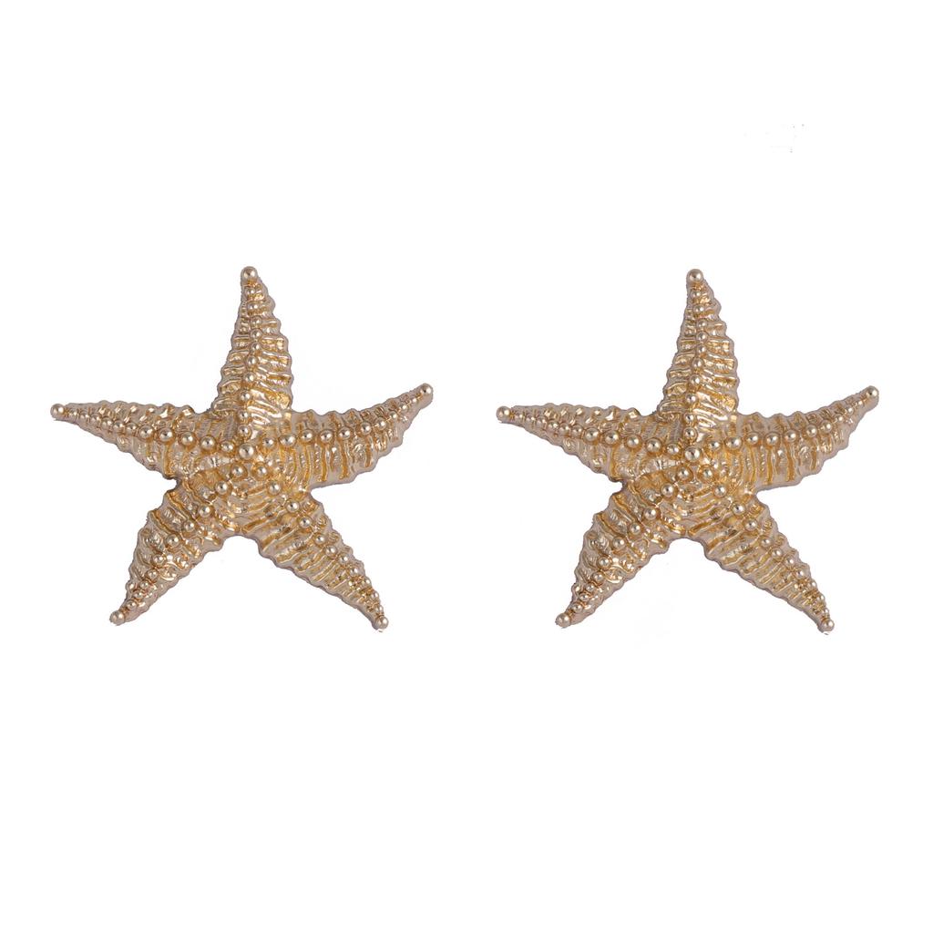 Light Luxury Exquisite Unique Design Texture Alloy Starfish Stud Earrings Summer Ocean Leisure Vacation Wind Woman