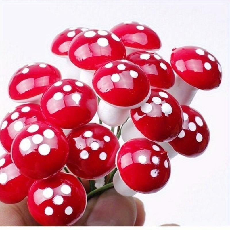 10/50/100pcs Artificial Mini Mushroom Miniatures Fairy Garden Moss Terrarium Resin Crafts Decorations Stakes Craft