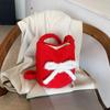 Single Shoulder Plush Bucket Bag Large Capacity New Year Red Tote Simple Red Crossbody Bag  Autumn
