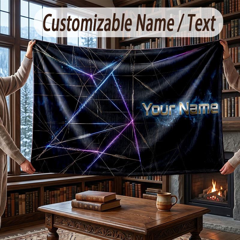 Neon Colorful Theme Throw Blanket Custom Name Text Personalized Blanket Soft Cozy Blanket for Home Sofa Bed