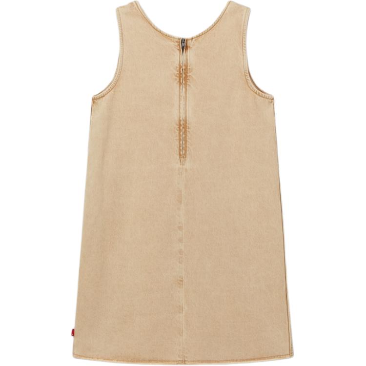 Levis Casual Comfortable Denim Sleeveless Dress Women Dresses Beige 003SJ-0000