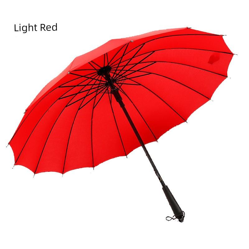 16-Rib Solid Color Straight Umbrella, Dual-Purpose for Sun and Rain, Golf Umbrella, Business Long-Handle Umbrella, Promotional Umbrella, Can Add Logo