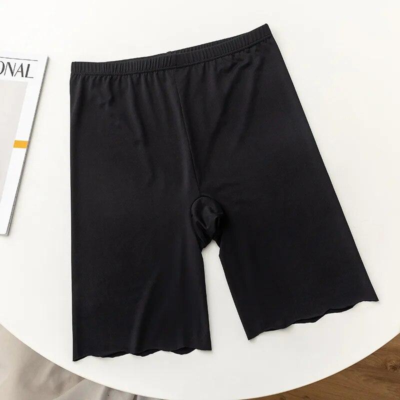 Seamless Ice Silk Safety Short Pants Women Thin Plus Size High Waist Under Skirt Boxers Panties Anti Rub Thigh Safety Shorts