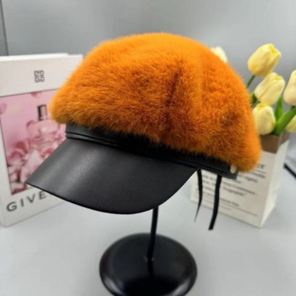 Dopamine Fashion Versatile Imitation Mink Winter Hat Internet Celebrity Ins Warm Autumn and Winter Big Head Beret