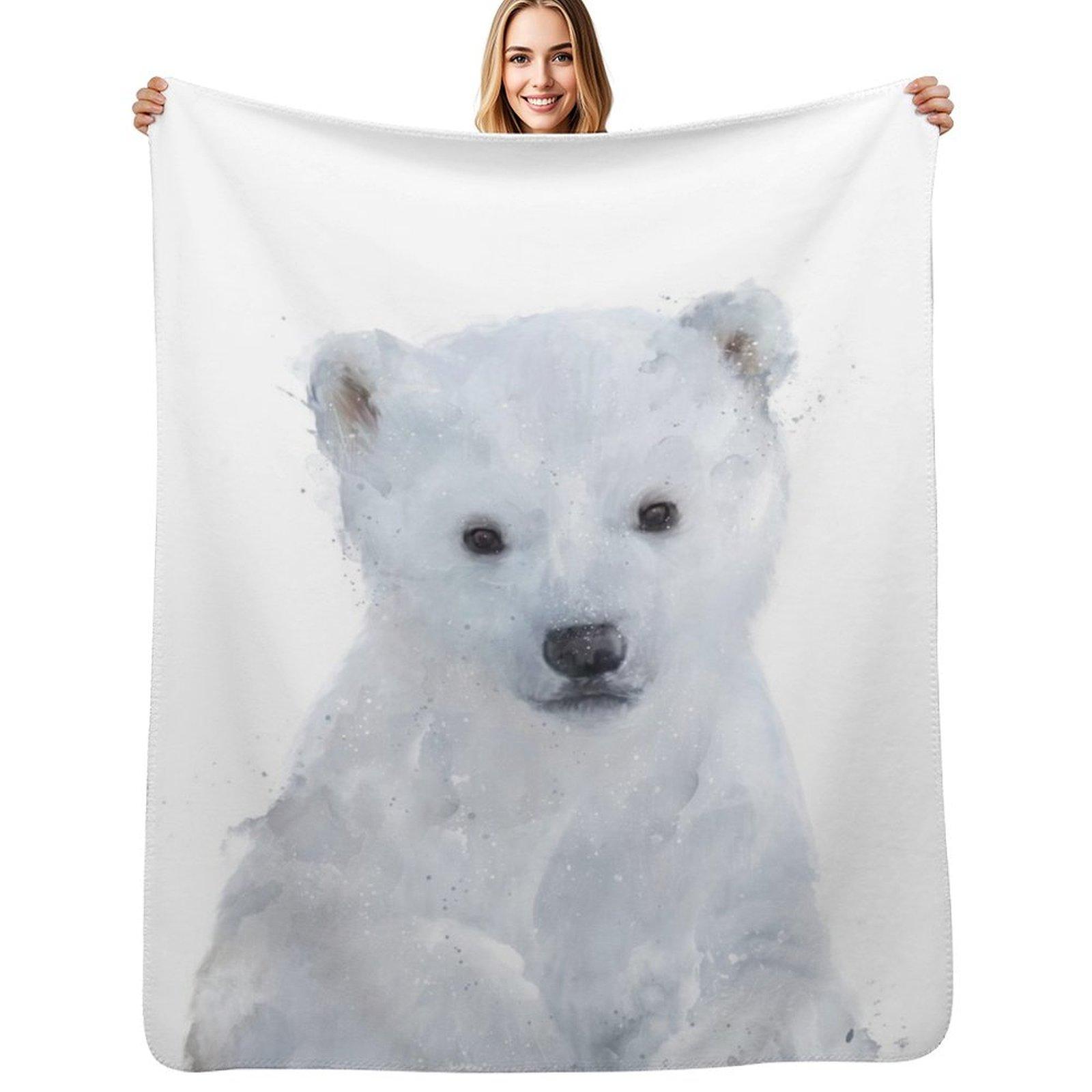 Little Polar Bear Throw Blanket Ultra Plush Cozy Blanket for Napping Sleeping Size: 75*100cm, Weight: 230 GSM