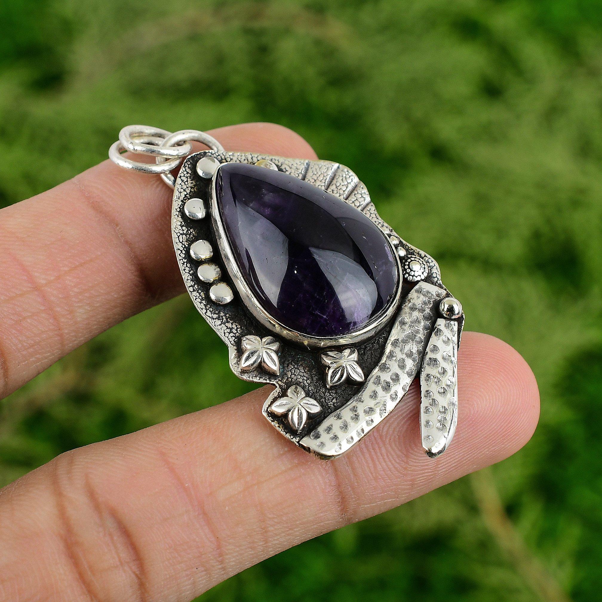 

Pear February Natural African Amethyst Sterling Silver Daughter Elegant Pendant