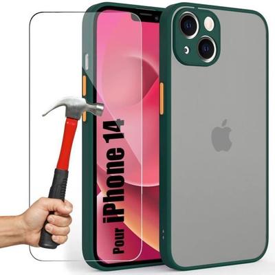 Etui Ochronne - PROSHOP - dla iPhone 14 - Silikonowe Wstrząsoodporne - Zielony Nocny - 2 Szkła Hartowane