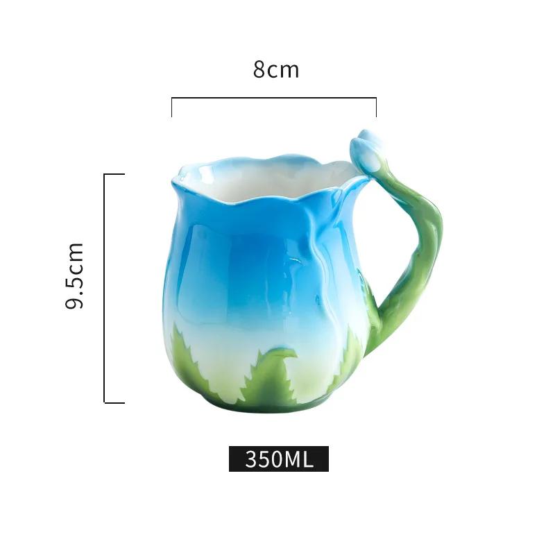 European Creative Flower Mug Couples Afternoon Tea Ceramic Coffee Cup Set Office Kungfu Tea Set Home Drinking Set Friend Gift