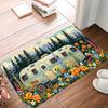 Boho Vintage Wohnmobil Fußmatte Bunte Bergsee-Landschaft Rutschfeste Bodenmatte Innen Außen Eingangsteppich für Heimdekoration