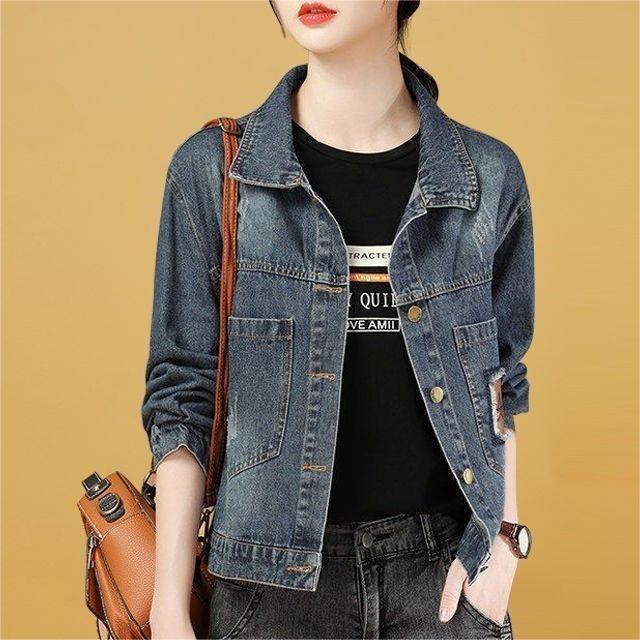 2025 Plus Size Women's Loose Denim Jacket - Autumn/Winter Korean Style