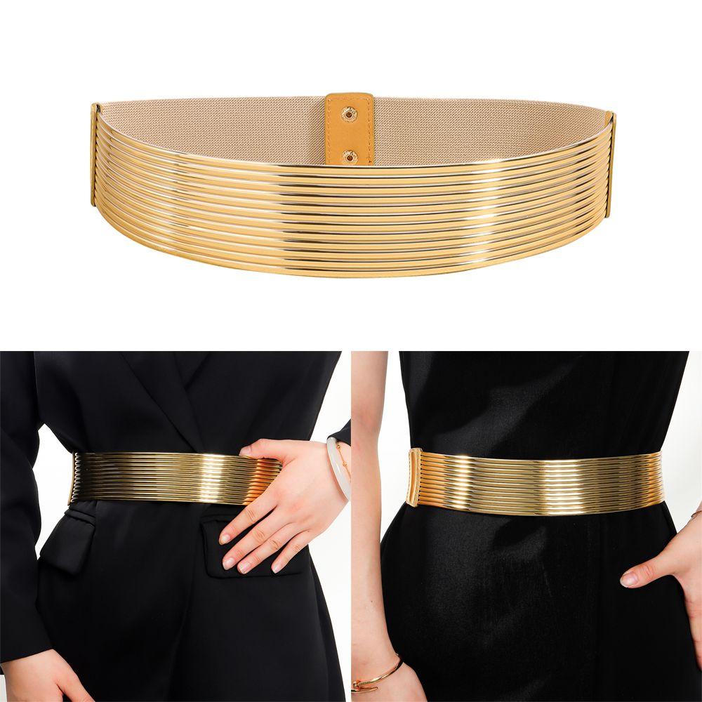 Gold Tight Waistband Wide Buttoning Belt High Quality Waist Belt  for Women