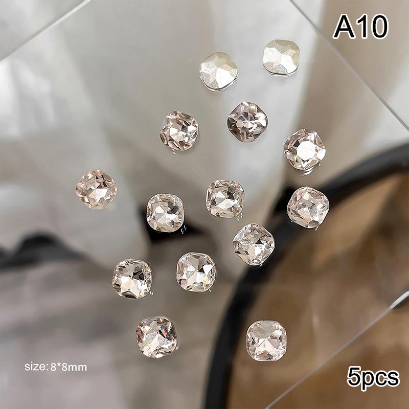5Pcs Luxury Crystal Diamonds Pile Drills Nail Art Rhinestone 3D Diy Stacked Drill Jewelry Charms Manicure Decoration Accessorie