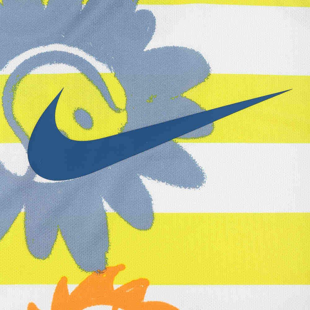 Nike Color Block Striped Round Neck Quick Dry Sunflower Short Sleeve T-Shirt Kids Tops Yellow White HM4639731