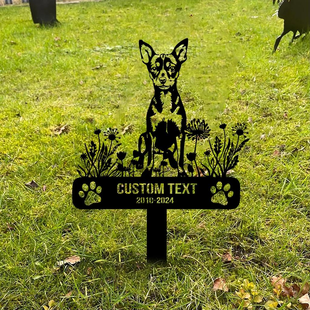 Custom Fox Terrier Dog Memorial Garden Stake, Personalized Metal Yard Sign for Pet, Outdoor Animal Grave Marker, Garden Decor