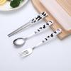 Stainless Steel 3-Piece Portable Cutlery Set: Chopsticks, Spoon & Fork - Sleek Design, Ideal for Students & Gifts