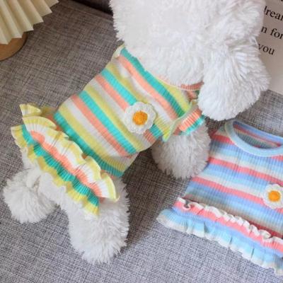 Booteely Creative Soft Dog Striped T Shirt Exquisite Comfortable Puppy Clothes Cute Polyester Pet Dog Dress Bichon