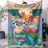 Classic Pokemon Evolution Line Print Fleece Throw Blanket for Fans Quality Soft Warm Blanket for Travel Picnic Home for Girl Boy