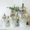 Ceramic General Jar Golden Ginger Jar Storage Tank Flower Vase Ceramic Handicrafts Storage Containers Home Decoration