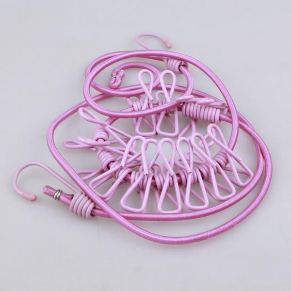 1PC Camping Travel Stretchy Outdoor Windproof Clothesline With 12 Clamp Clips Home Drying Line Washing Clothes Line Rope