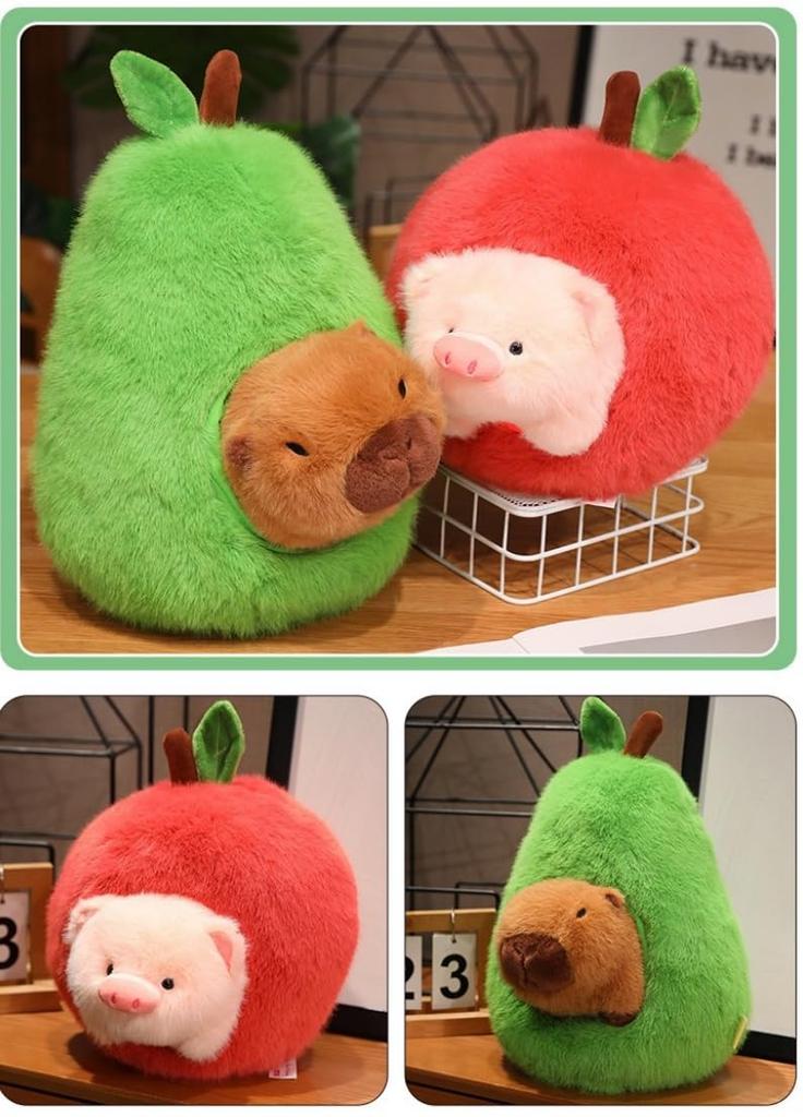 1 adorable apple-shaped pig plush toy, soft polyester stuffed animal, charming bedroom decor, ideal gift for birthdays, Christmas, and Thanksgiving