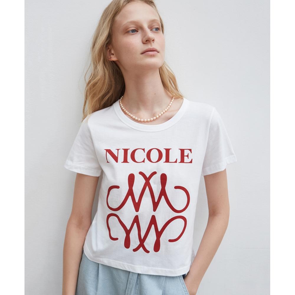 

NICKNICOLE NICOLE SIGNATURE LOGO CROP TEEWINE