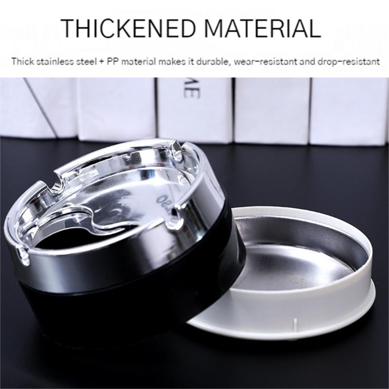Stainless Steel Ashtray Round Windproof Ashtrays with Rotating Lid for Home Garden Outdoor Indoor Smoking Accessory