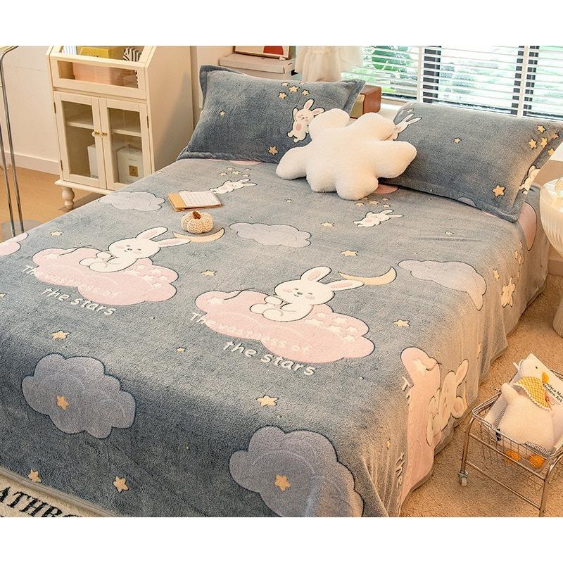 Active Printing Dyeing Double-sided Plush Blanket Dormitory Single Blankets Soft Skin Friendly Bed Sheets Bedclothes Multi Functional Covers 1pcs