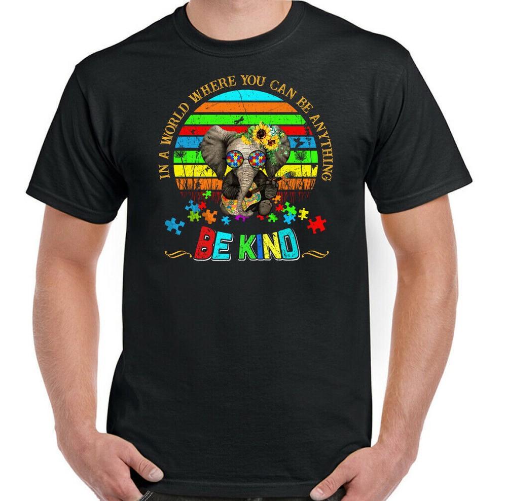 AUTISM AWARENESS DAY T-SHIRT Be Kind Elephant Autistic Mens Unisex Tee Top XXXXL