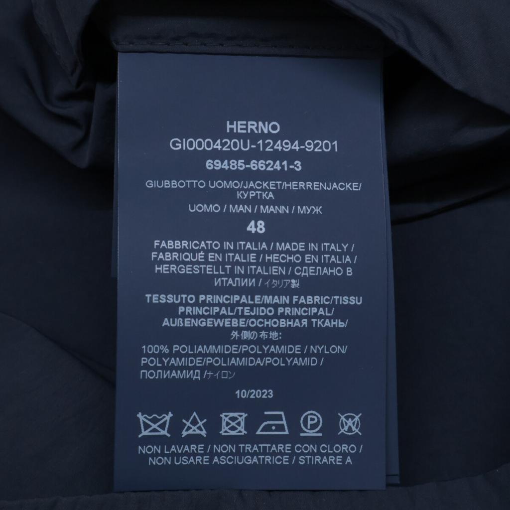 HERNO GI000420U Navy Nylon Shirt Jacket tops 48 blackUsed