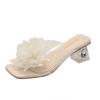 Fashion Flower Women Slippers Fashion High Heels Shoes Dress Cozy Pumps Designer Woman Sandals 2025 Summer Trend Brand Mujer Zapatillas