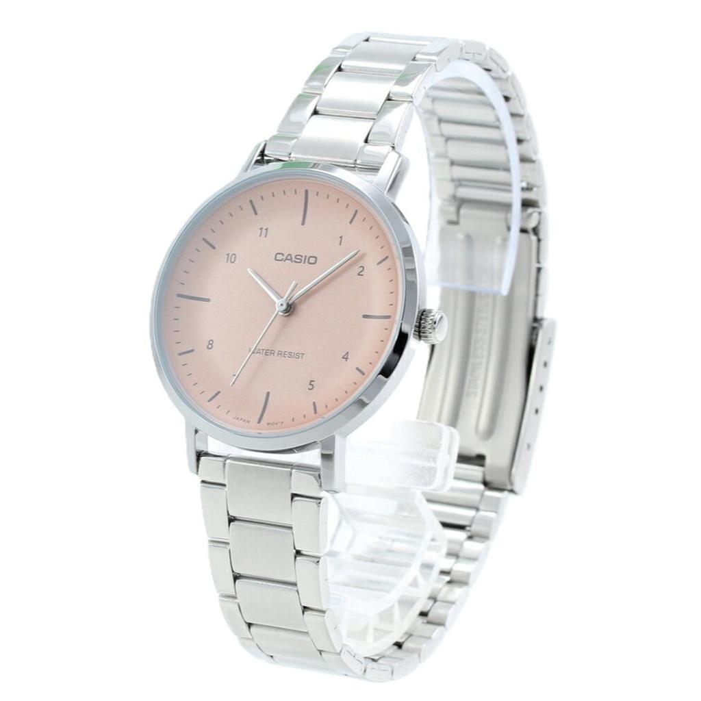 Casio Standard Analog Edelstahl Lachs Zifferblatt Quarz LTP-VT03D-4B Damenuhr