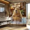 1pc Chubby Capybara Bathtub Shower Curtain - Hyper-Realistic CGI, Bubbles, Gentle Expression, , Polyester, Washable