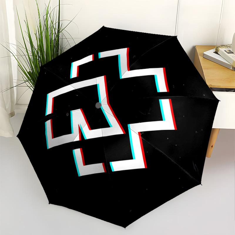 Black Rose Symbol Compact Travel Automatic Umbrella with 8-Rib Sturdy Construction Perfect for Outdoor Adventures Fashionable Accessory