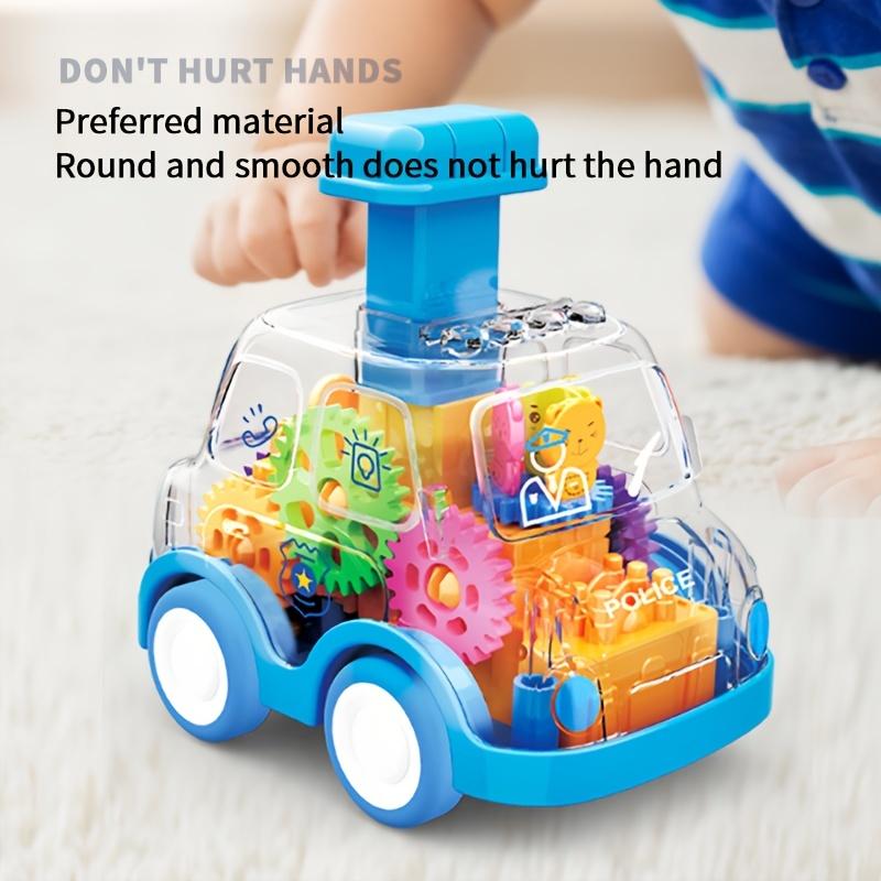 Hand Press Gear Car Inertia School Bus Taxi Police Car Fire Truck Car Puzzle Glide Toy Birthday Gift Halloween Thanksgiving Christmas