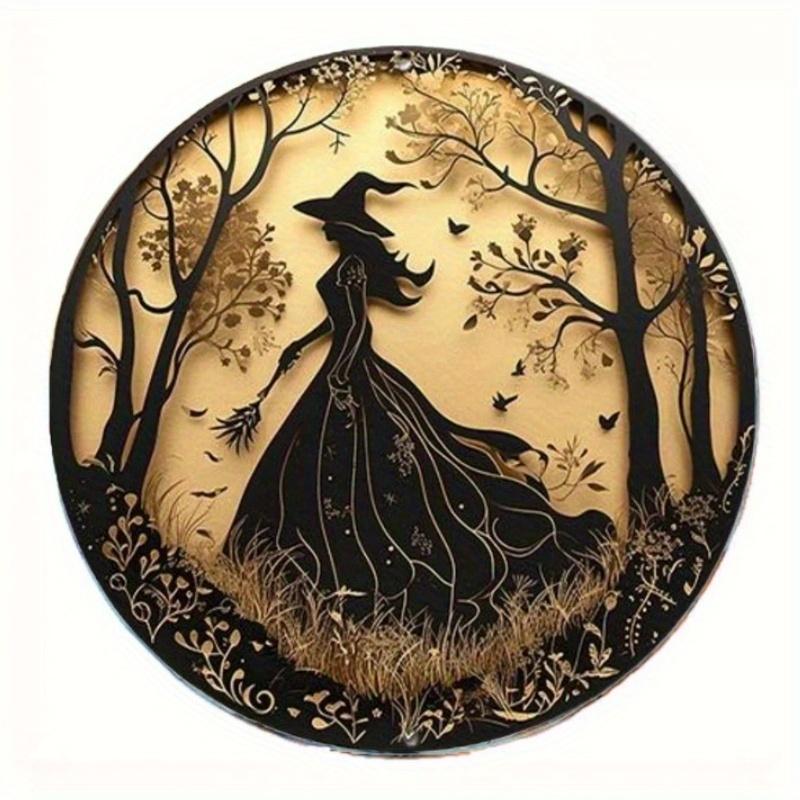 

2d Flat 20*20cm Halloween Witch Style, Interior Wall Art Home Decoration, Halloween Wall Art Decoration, Suitable for Home, Office, Cafe, Holiday Gift 20*20cm