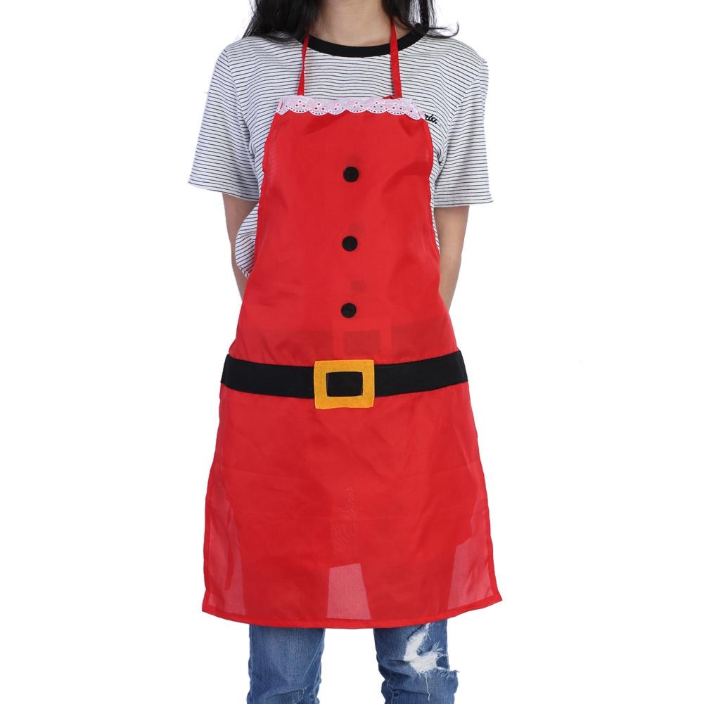 Rote Farbe Weihnachtsfeier Dinner Schürze Küche Kochschürzen Festival Dekoration(Erwachsene)