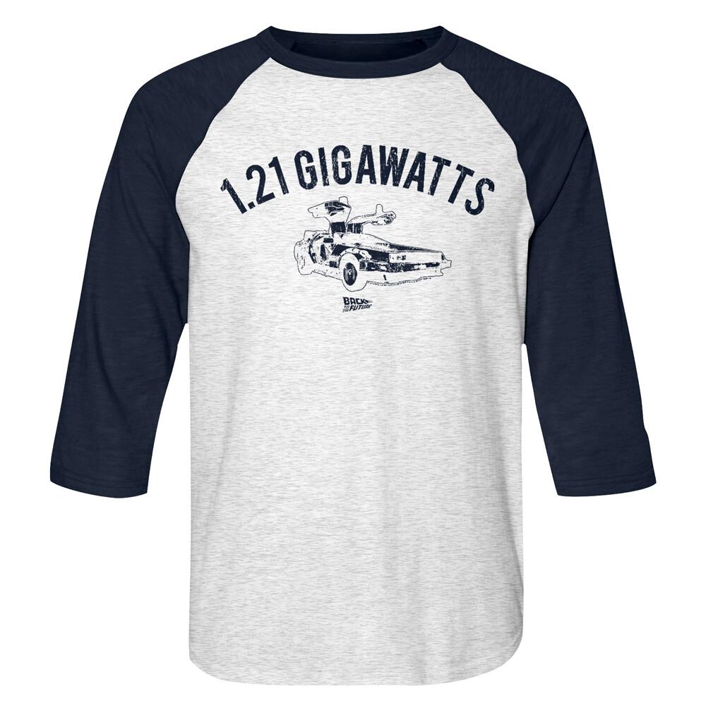 Back to The Future 1.21 Gigawatts DeLorean Men Raglan T Shirt DeLorean Time S