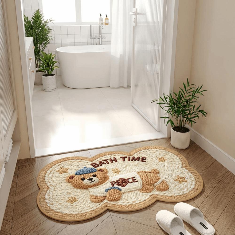 Durable 40*60cm Bath Mat Dirt-scraping Surface Water Absorption Pony Door Mat Non-slip Backing Household Carpets Home Decoration