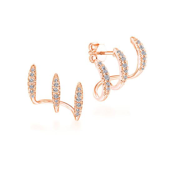 Yousheng 1 Pair Stud Earrings Three Layers Arc Temperament Shining Rhinestones Ear Studs Fashion Jewelry