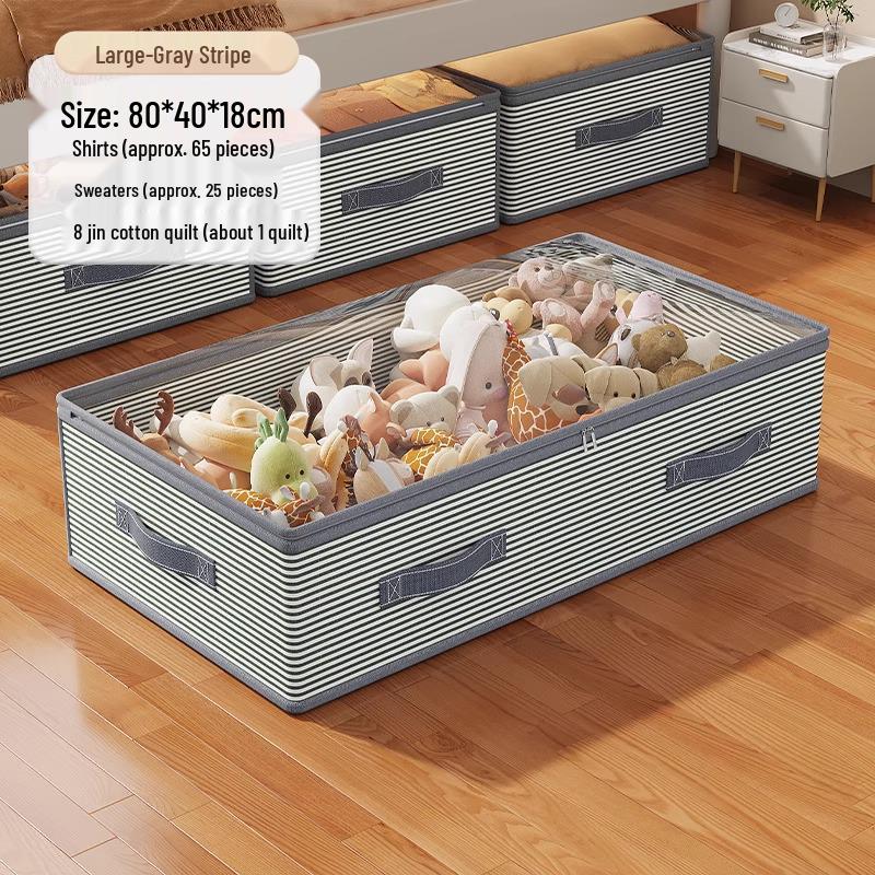 

Flat Underbed Storage Box for Clothes and Quilts - Fabric Organizer with Transparent Design 100x50x25cm